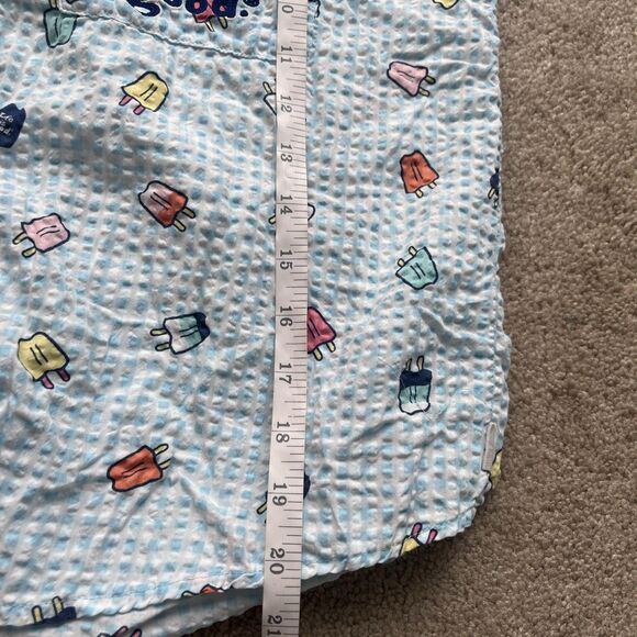 Life is Good Pajama Set Womens Medium Tee and Shorts Blue Seersucker Popsicles - Picture 6 of 12